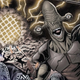 A screenshot of a comic book showing a Rakatan alien warrior screaming in space.